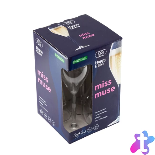 HappyGlass Miss Muse törhetetlen pezsgőspohár, 24 cl, BPA mentes, élelmiszeripari minőség, 4 db / szett