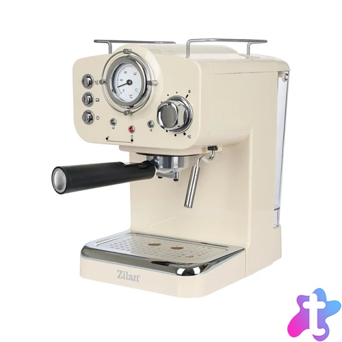 Zilan ZLN2992 retró eszpresszó kávéfőző, 1100 W, 15 bar, 1,25 liter kapacitás, tejhabosító, bézs