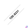 Kép 1/6 - BROTHER szalag TZe-S231, Fehér alapon Fekete, Erős tapadású, 12mm  0.47", 8 méter