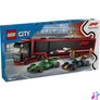 Kép 1/7 - LEGO® City F1®-es kamion, RB20 és AMR24 F1®-es autókkal, játék versenyautó-szállítót tartalmazó szett 60445