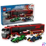Kép 4/7 - LEGO® City F1®-es kamion, RB20 és AMR24 F1®-es autókkal, játék versenyautó-szállítót tartalmazó szett 60445