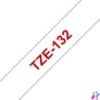 Kép 1/3 - Brother TZe-132 laminált szalag (12mm) Red on Clear - 8m címkenyomtató szalag