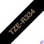 Kép 2/3 - Brother TZe-R334 selyem szövet P-touch szalag (12mm) Gold on Black - 4m címkenyomtató szalag