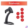 Kép 4/10 - EQuip USB 1D Barcode Scanner with Stand Vonalkódolvasó Black