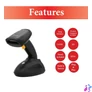 Kép 7/9 - EQuip Wireless 1D Laser Barcode Scanner Long Distance with Stand Vonalkódolvasó Black
