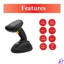 Kép 4/9 - EQuip Wireless 2D Barcode Scanner Long Distance with Stand Vonalkódolvasó Black