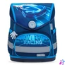 Kép 1/7 - Iskolatáska, mágneszárral, BELMIL "Compact Racing Blue Neon", versenyautó