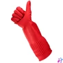 Kép 2/2 - Gumikesztyű, háztartási, latex, extra hosszú, 38 cm, M méret, BONUS, piros