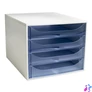 Kép 1/6 - Irattároló, műanyag, 4 fiókos, EXACOMPTA "Ecobox Linicolor", jégkék