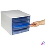 Kép 3/6 - Irattároló, műanyag, 4 fiókos, EXACOMPTA "Ecobox Linicolor", jégkék