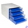 Kép 5/6 - Irattároló, műanyag, 4 fiókos, EXACOMPTA "Ecobox Linicolor", jégkék