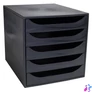 Kép 1/6 - Irattároló, műanyag, 5 fiókos, EXACOMPTA "Ecobox ExoBlack", fekete