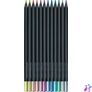 Kép 2/2 - Színes ceruza készlet, háromszögletű, FABER-CASTELL "Black Edition",  12 különböző metál szín