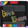 Kép 1/2 - Színes ceruza készlet, háromszögletű, fémdobozban, FABER-CASTELL "Black Edition",  24 különböző szín