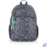 Kép 1/10 - Hátizsák, iskolatáska, cipzáras, GABOL "Secret", szürke, virágmintás