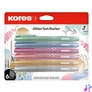 Kép 1/3 - Szövegkiemelő készlet, 3-5 mm, KORES "Glitter", 6 különböző csillámos szín