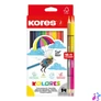 Kép 1/8 - Színes ceruza készlet, háromszögletű, KORES "Kolores", 12+2 különböző szín