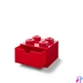 Kép 2/3 - Tárolódoboz íróasztalra, fiókos, LEGO "Brick 2x2", piros