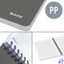 Kép 3/6 - Spirálfüzet, A4, kockás, 90 lap, PP borító, LEITZ "Office", szürke-zöld