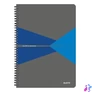Kép 1/6 - Spirálfüzet, A4, vonalas, 90 lap, laminált karton borító, LEITZ "Office", szürke-kék