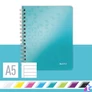 Kép 2/10 - Spirálfüzet, A5, vonalas, 80 lap, LEITZ "Wow", jégkék