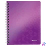 Kép 1/10 - Spirálfüzet, A5, vonalas, 80 lap, LEITZ "Wow", lila