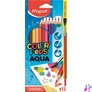 Kép 1/4 - Akvarell ceruza készlet, háromszögletű, ecsettel, MAPED "Color`Peps", 12 különböző szín
