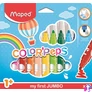 Kép 1/2 - Filctoll készlet, 1-5 mm, kimosható, vastag, MAPED "Color`Peps Jumbo", 12 különböző szín