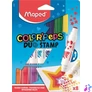 Kép 1/4 - Filctoll készlet, 7,5 mm, kétvégű, MAPED "Color`Peps Duo Stamp" 8 különböző szín és minta