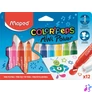 Kép 1/2 - Filctoll készlet, 6,5 mm, kimosható, MAPED "Color`Peps Mini Power", 12 különböző szín
