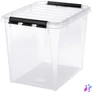 Kép 1/4 - Műanyag tárolódoboz, 52 liter, fekete fogantyúkkal, SMARTSTORE "Classic 50", átlátszó