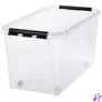 Kép 1/4 - Műanyag tárolódoboz, 70 liter, fekete fogantyúkkal, SMARTSTORE "Classic 70", átlátszó