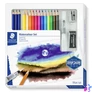 Kép 1/3 - Akvarell ceruza készlet, ecsettel, radírral, hegyezővel, grafitceruzával, STAEDTLER® "146 10C", 12 különböző szín