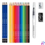 Kép 2/3 - Akvarell ceruza készlet, ecsettel, radírral, hegyezővel, grafitceruzával, STAEDTLER® "146 10C", 12 különböző szín