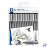 Kép 1/2 - Tusfilc készlet, 12 különböző vonalvastagság, STAEDTLER "Pigment Liner 308", fekete