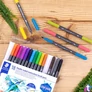 Kép 2/5 - Ecsetirón készlet, 0,5-0,8/1,0-6,0 mm, kétvégű, STAEDTLER "3001", 18 szín