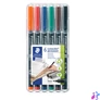 Kép 1/3 - Alkoholos marker készlet, OHP, 0,6 mm, STAEDTLER "Lumocolor® 318 F", 6 különböző szín