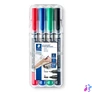 Kép 1/2 - Alkoholos marker készlet, 0,6/1,5 mm, kúpos, kétvégű, STAEDTLER "Lumocolor® duo 348", 4 különböző szín
