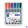 Kép 1/2 - Flipchart marker készlet, 2-5 mm, vágott, STAEDTLER "Lumocolor 356 B", 6 különböző szín