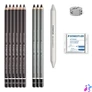 Kép 2/3 - Grafit- és szénceruza készlet, kiegészítőkkel, 12 darabos, STAEDTLER "Mars® Lumograph® 100C"
