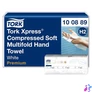 Kép 1/3 - Kéztörlő, tömörített, Interfold, 2 réteg, 225 lap, H2 rendszer, Premium, TORK "Xpress Soft Multifold", fehér