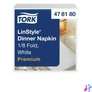 Kép 1/2 - Szalvéta, iparilag komposztálható, 1/8 hajtogatott, 1 rétegű, 39x39 cm, Premium, TORK "LinStyle", fehér