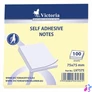 Kép 1/2 - Öntapadó jegyzettömb, 75x75 mm, 100 lap, VICTORIA OFFICE, sárga