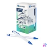 Kép 2/3 - Golyóstoll, 0,7 mm, nyomógombos, kék-fehér tolltest, VICTORIA OFFICE, kék