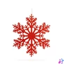 Kép 1/3 - Karácsonyi dekoráció, jégkristály, glitteres piros, akasztható, 31 cm