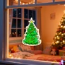 Kép 4/4 - Karácsonyi ablakdekoráció - karácsonyfa - tapadókorongos - 30 x 29 cm