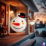 Kép 1/3 - Karácsonyi lampion, hóember, papír, 30 cm