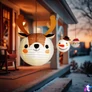 Kép 1/3 - Karácsonyi lampion, rénszarvas, papír, 30 cm