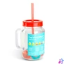Kép 2/3 - Szívószálas pohár, piros, 4 db hűthető jégkockával, 550ml,  17 x 7.5 x 13.5 cm