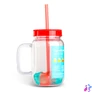 Kép 3/3 - Szívószálas pohár, piros, 4 db hűthető jégkockával, 550ml,  17 x 7.5 x 13.5 cm